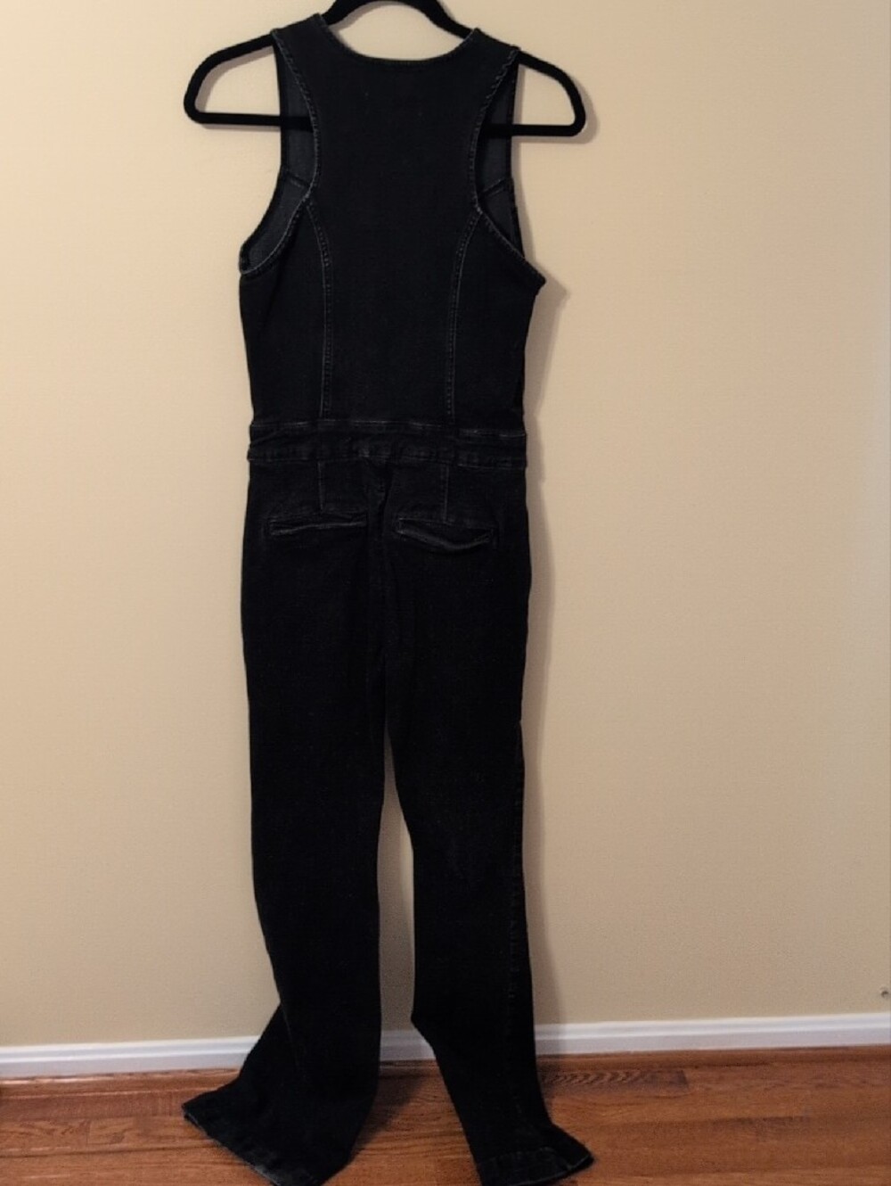 Button-Front Washed Black Country Denim Jumpsuit - Picture 5 of 8